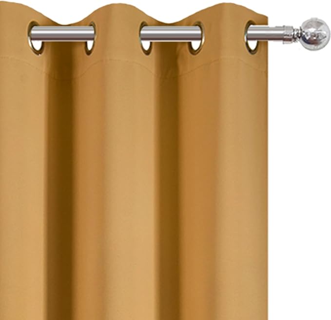 LEMOMO Mustard Yellow Blackout Curtains/38 x 54 Inch/Set of Two Panels Grommet Living Room Curtains