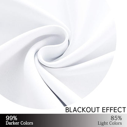 Yakamok Pure White Curtains 45 Inch Length, Grommet Top Small Window Drapes for Living Room/Bedroom(52 Inch Width, 2 Panels)