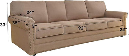 Easy-Going Stretch 4 Seater Sofa Slipcover 1-Piece Sofa Cover Furniture Protector Couch Soft with Elastic Bottom for Kids, Polyester Spandex Jacquard Fabric Small Checks Bluestone