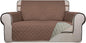 PureFit Reversible Quilted Sofa Cover, Water Resistant Medium Slipcover Furniture Protector, Washable Couch Cover with Non Slip Foam and Elastic Straps for Kids, Dogs, Pets (Loveseat, Brown/Beige)