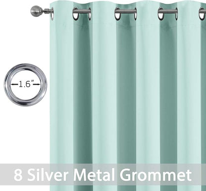 Yakamok Aqua Blackout Curtains 84 Inch Length Light Blocking Thermal Insulated Room Darkening Solid Grommet Window Treatment Drapes Curtain for Bedroom Living Room (W52xL84 2 Panels Aqua Blue)