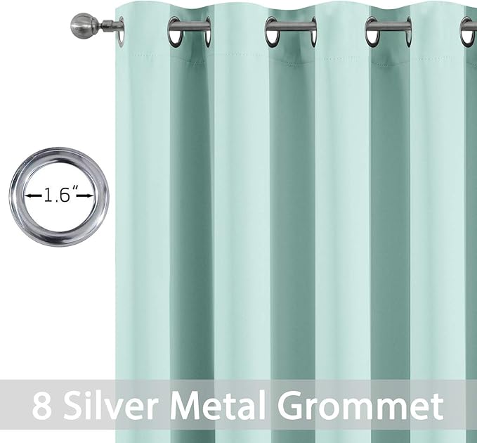Yakamok Room Darkening Grommet Window Drapes Thermal Insulated Light Blocking Blackout Curtains for Bedroom(52Wx54L,Aqua,2 Panels)