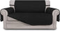 Easy-Going Reversible Loveseat Couch Cover for 2 Cushion Couch Sofa Cover for Dogs Water Resistant Furniture Protector with Foam Sticks Elastic Straps for Pet (Loveseat, Black/Black)