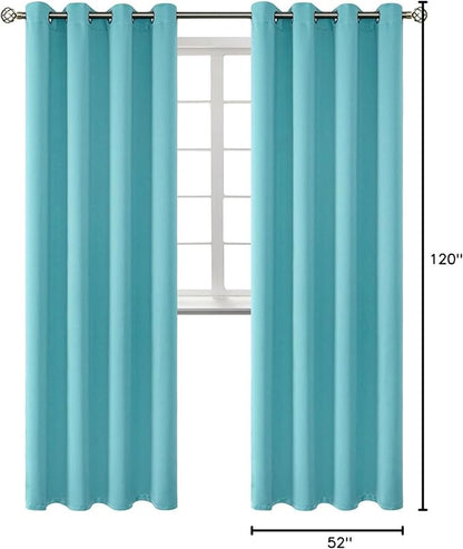 BGment Blackout Curtains - Grommet Thermal Insulated Room Darkening Bedroom and Living Room Curtains, Set of 2 Panels (52 x 120 Inch, Aqua)