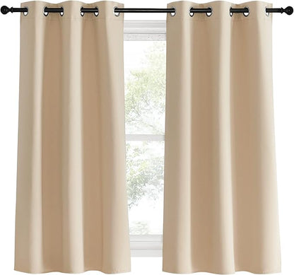 NICETOWN Blackout Curtain Panels for Living Room, Biscotti Beige, Set of 2, 34 by 60 Inch, Window Treatment Thermal Insulated Solid Grommet Vertical Drapes Window Treatments for Bedroom