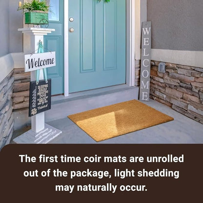 KANKUN Coco Coir Door Mat with Heavy Duty Backing, Welcome Doormat (17" x 30"), Doormat Entrance (Plain - 2Pack)