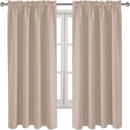 DWCN Blackout Curtains Thermal Insulated, Energy Saving & Noise Reducing Bedroom and Living Room Curtains, Camel, W 52x L 63 Inch, Set of 2 Rod Pocket Curtain Panels