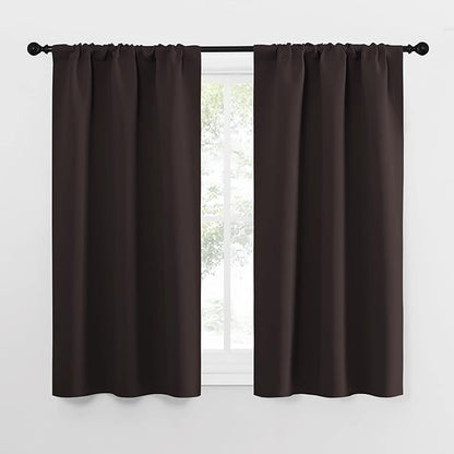 NICETOWN Kitchen Curtains Thermal Insulated Curtains & Drapes, Small Window Blackout Curtain Panels for Girls Room (Toffee Brown, 34" Wide x 54" Long, 2 Panels)