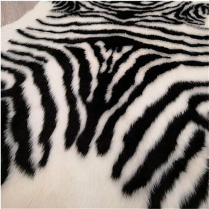 Zebra Print Rug Faux Animal Cowhide Skin Area Rug Leather Carpet Mat Large Size for Home Office Livingroom 7.9'x5.6'