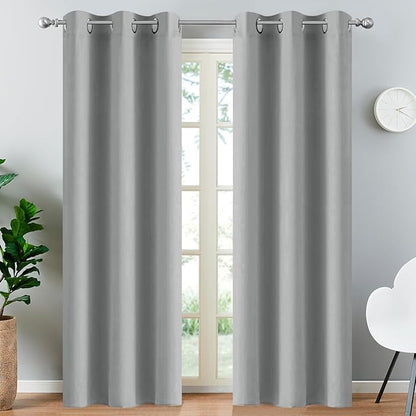Yakamok Blackout Curtains for Bedroom,Grommet Thermal Insulated Room Darkening Curtains for Living Room,1 Panel (38 x 84Inch, Light Grey)