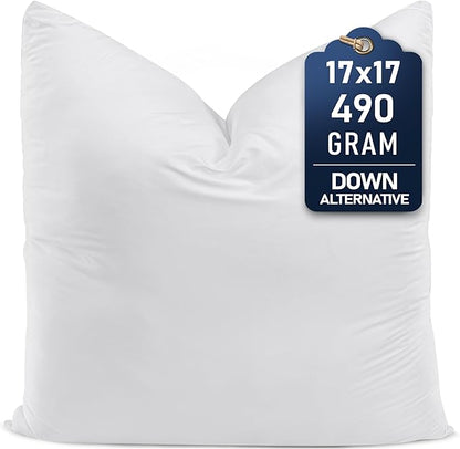 Utopia Bedding Throw Pillows (Set of 1, White) – 17 x 17 Inches Down Alternative Pillows for Bed, Sofa, and Couch - Fluffy Decorative Stuffer Pillow for Indoors & Outdoors