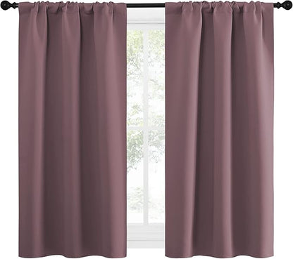 NICETOWN Kitchen Curtains, Short Blackout Curtains & Drapes, Home Decoration Privacy Thermal Insulated Curtains for Unicorn Theam Room (Dry Rose, 34" Wide, 54" Long, 2 PCs)