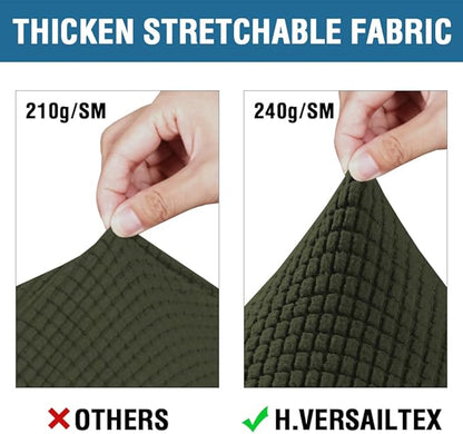 H.VERSAILTEX 4 Piece Stretch Sofa Covers for 3 Cushion Couch Furniture Slipcovers for Living Room (1 Base Cover Plus 3 Seat Cushion Covers) Jacquard Fabric Cover (XL Sofa, Olive)