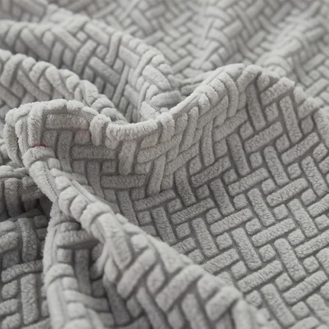 Couch Covers for 2 Cushion Sofa Pet Friendly Couch Cushion Covers Universal Sofa Covers Washable Stretch Slipcovers for Sectional Sofa (Texture Light Gray,Large Double Seat Cover)