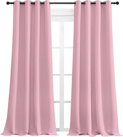 NICETOWN Crystal Pink Blackout Curtains 108" Long, 55" Wide, 2 Pieces for Office, Dining, Guest Room - Sound Reducing, Heat and Cold Block Panels for Modern Decorative