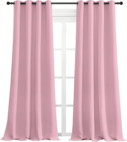 NICETOWN Crystal Pink Blackout Curtains 108" Long, 55" Wide, 2 Pieces for Office, Dining, Guest Room - Sound Reducing, Heat and Cold Block Panels for Modern Decorative