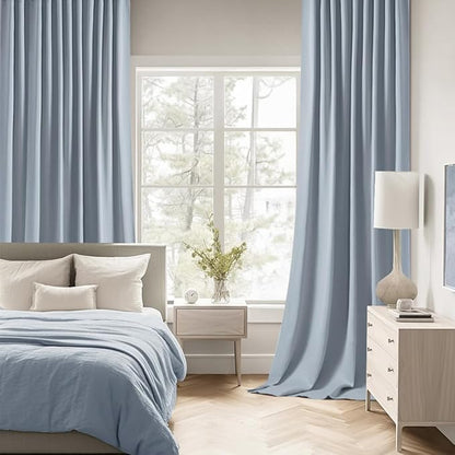 MIULEE Light Blue Back Tab Blackout Curtains 120 Inch Long 2 Panels Set for Bedroom, Rod Pocket/Pinch Pleated Extra Long Thermal Insulated Living Room Darkening Light Blocking 10FT Drapes