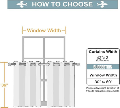 ChrisDowa Small Window Curtains for Kitchen and Bedroom - Grommet Short Thermal Insulated Room Darkening Curtains (2 Panels, Stone Blue, 42 x 36 Inch)