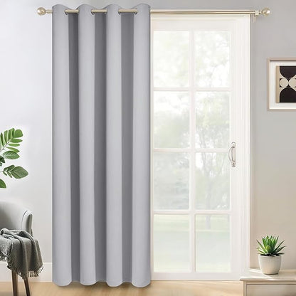 Yakamok Light Gray Blackout Curtain Panels 96 inches - Light Reducing Thermal Insulated Solid Grommet Blackout Curtains/Panels/Drapes for Living Room 1 Panel, 52 inches by 96 Inch, Light Grey