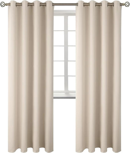 BGment Blackout Curtains - Grommet Thermal Insulated Room Darkening Bedroom and Living Room Curtains, Set of 2 Panels (46 x 84 Inch, Champagne)