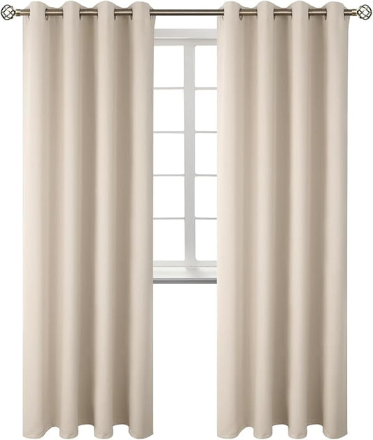 BGment Blackout Curtains - Grommet Thermal Insulated Room Darkening Bedroom and Living Room Curtains, Set of 2 Panels (46 x 84 Inch, Champagne)