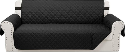 Reversible 4 Seater Sofa Cover 91 Inch Large Couch Cover Furniture Protector(Sofa XX-Large,Black/Black)