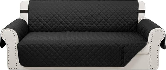 Reversible 4 Seater Sofa Cover 91 Inch Large Couch Cover Furniture Protector(Sofa XX-Large,Black/Black)
