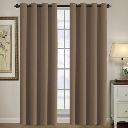 H.VERSAILTEX Blackout Curtain for Living Room Thermal Insulated Window Treatment Curtain Extra Long 108 inch Length Energy Saving Solid Grommet Top Blackout Drape, One Panel, Macchiato, 52"W x 108"L