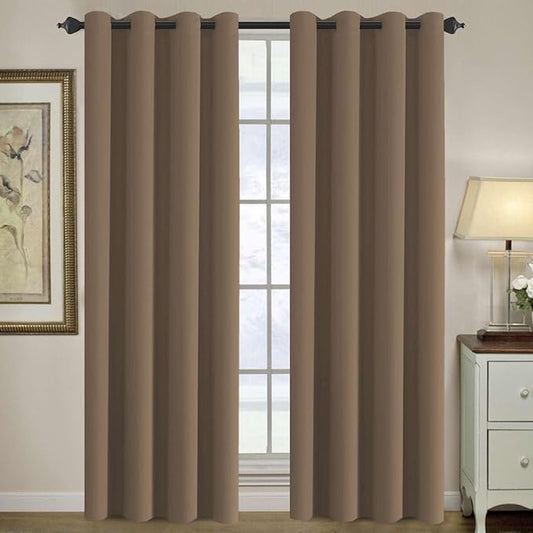 H.VERSAILTEX Blackout Curtain for Living Room Thermal Insulated Window Treatment Curtain Extra Long 84 inch Length Energy Saving Solid Grommet Top Blackout Drape, One Panel, Macchiato, 52" W x 84" L