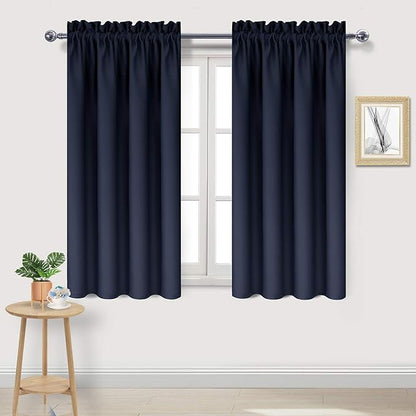 DWCN Navy Room Darkening Blackout Curtains - Thermal Insulated Privacy Energy Saving Window Curtain Drapes 38 x 54 inch Length, Set of 2 Bedroom Living Room Curtains