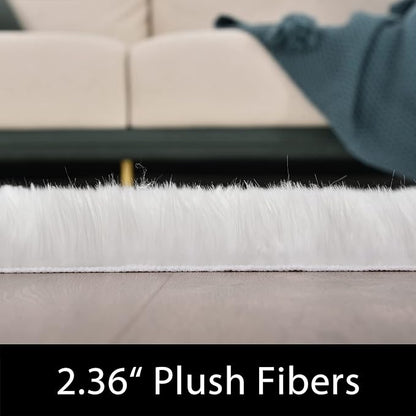 Latepis 10x14 Area Rugs White Faux Fur Washable Super Large Rug for Living Room Fluffy Shag Bedroom Rug Sheepskin Rugs for Sofa Office Entertainment Room, Rectangle