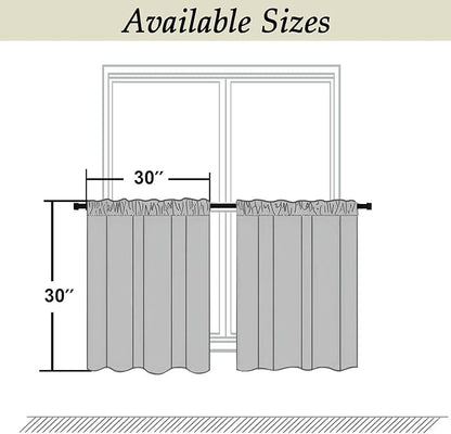 Simplebrand Ava Biscotti Beige Short 30 Inches Blackout Curtain 2 Panels Set, Half Window Rod Pocket Privacy Curtain Tiers for Kitchen, Curtains Blackout for Bathroom Shades, W30 x L30 Inch, Navy Blue