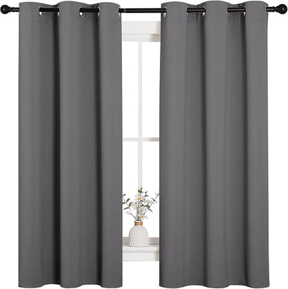 NICETOWN Thermal Insulated Grommet Blackout Curtains for Bedroom (2 Panels, W42 x L63 -Inch, Grey)