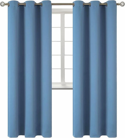 BGment Blackout Curtains for Bedroom - Grommet Thermal Insulated Room Darkening Curtains for Living Room, Set of 2 Panels (42 x 84 Inch, Faded Denim)