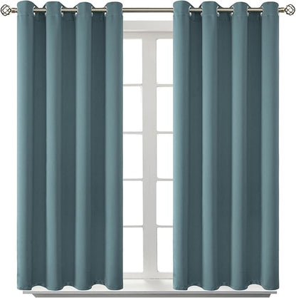 BGment Room Darkening Curtains 45 Inches Long - Grommet Thermal Insulated Drapes Window Treatment Curtains for Bedroom, 2 Panels, 52 x 45 Inch, Stone Blue