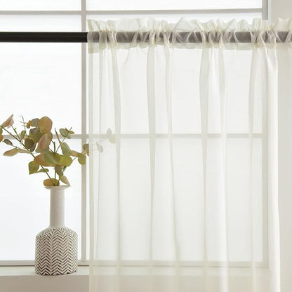 SpaceDresser Basic Rod Pocket Sheer Voile Window Curtain Panels White 1 Pair 2 Panels 42 Width 72 Inch Long for Kitchen Bedroom Children Living Room Yard(Ivory,42 W x 72 L)