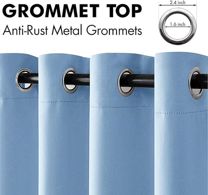 MIULEE Blackout Room Darkening Curtains Thermal Insulated Drapes Solid Window Treatment Set Grommet Top Light Blocking Curtain for Living Room/Bedroom 2 Panels 52 x 84 inch Length Sky Blue