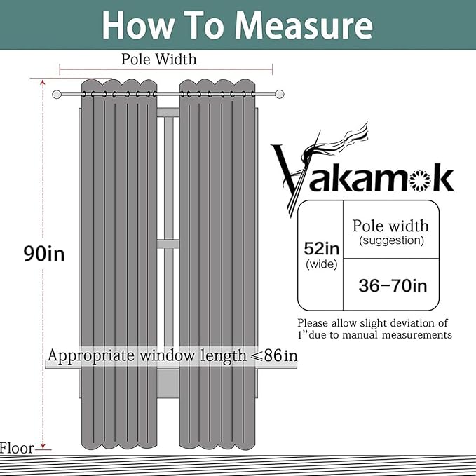 Yakamok Blackout Curtains Room Darkening Thermal Insulated Window Panels,Solid Grommet Top Drapes for Bedroom/Living Room(52Wx90L, Natural, 2 Panels)