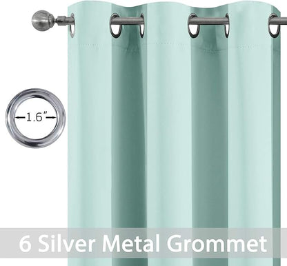 Yakamok Blackout Curtains for Bedroom，Thermal Insulated Room Darkening Drapes for Living Room, Set of 2 Panels (Aqua,38 x 36Inch)