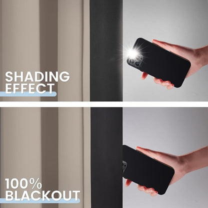 SimpleHome 100% Blackout Curtains for Bedroom,Thermal Insulated Natural Grommet Window Drapes Room Darkening Curtains for Living Room with Black Back,42 x 63 Inch,2 Panels