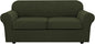 H.VERSAILTEX 3 Piece Stretch Sofa Covers for 2 Cushion Loveseat Couch Covers for Living Room Sofa (Base Cover Plus 2 Seat Cushion Covers) Thicker Jacquard Fabric (Medium Sofa, Olive)