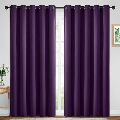 Yakamok Blackout Curtains Room Darkening Thermal Insulated Window Panels,Solid Grommet Top Drapes for Bedroom/Living Room(70Wx84L, Purple, 2 Panels)