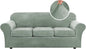 H.VERSAILTEX Modern Velvet Plush 4 Piece High Stretch Sofa Slipcover Sofa Cover Furniture Protector Form Fit Luxury Thick Velvet Sofa Cover for 3 Cushion Couch Width Up to 90 Inch (Sofa, Sea Grass)