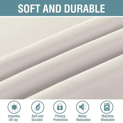 H.VERSAILTEX Light Blocking Curtain for Living Room Thermal Insulated Window Treatment Panel/Drape for Dining Room, Elegant Soft Curtain for Bedroom Grommet Top One Panel (Ivory - 52x84 Inches)