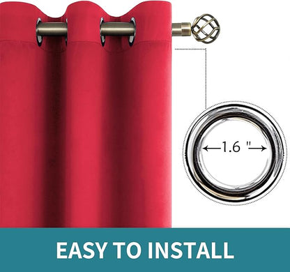 BGment Room Darkening Curtains 45 Inches Long - Grommet Thermal Insulated Drapes Window Treatment Curtains for Bedroom, 2 Panels, 52 x 45 Inch, Red
