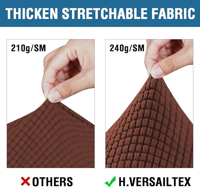H.VERSAILTEX 4 Piece Stretch Sofa Covers for 3 Cushion Couch Covers for Living Room Furniture Slipcovers (Base Cover Plus 3 Seat Cushion Covers) Upgraded Thicker Jacquard Fabric (Sofa, Burnt Brick)