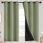 SimpleHome 100% Blackout Curtains for Bedroom,Thermal Insulated Sage Grommet Window Drapes Room Darkening Curtains for Living Room with Black Back,38 x 63 Inch,2 Panels