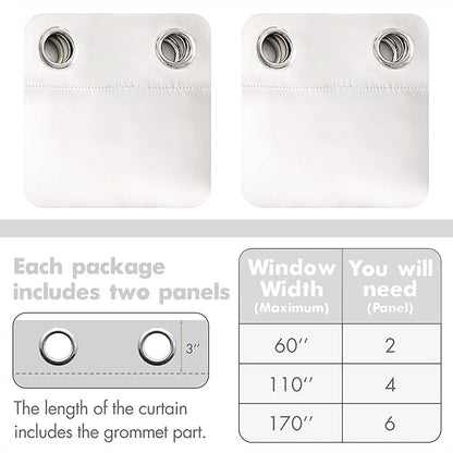 MIULEE Blackout Curtains for Bedroom Living Room Thermal Insulated Room Black Out Drapes Darkening Grommet Top Solid Light Blocking Drapery Set of 2 Window Panels 52 x 72 Inches Pure White