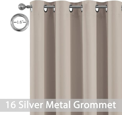 Yakamok 100% Blackout Extra Wide Patio Sliding Door Curtains, Grommet Thermal Insulated Blind Curtains, Sliding Glass Door Panel for Bedoom/Space Room Divider, Natural, W100 x L84, 1 Panel