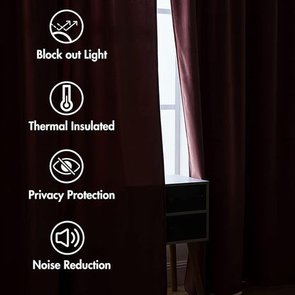MIULEE Velvet Curtains 96 inches 2 Panels - Luxury Blackout Curtains for Bedroom Living Room Thermal Insulated Super Soft Window Drapes Rod Pocket & Back Tab, Dusty Rose Pink, W52 x L96 inches